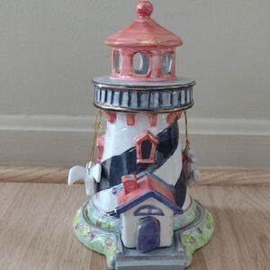 Lighthouse Tea Candle Holder With Base 8" Tall